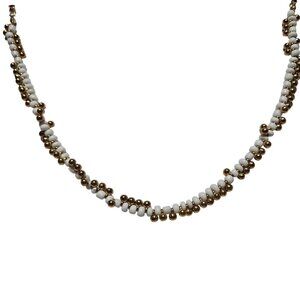 Boho Retro Gold Tone White Seed Beaded Necklace Fashion Jewelry Women